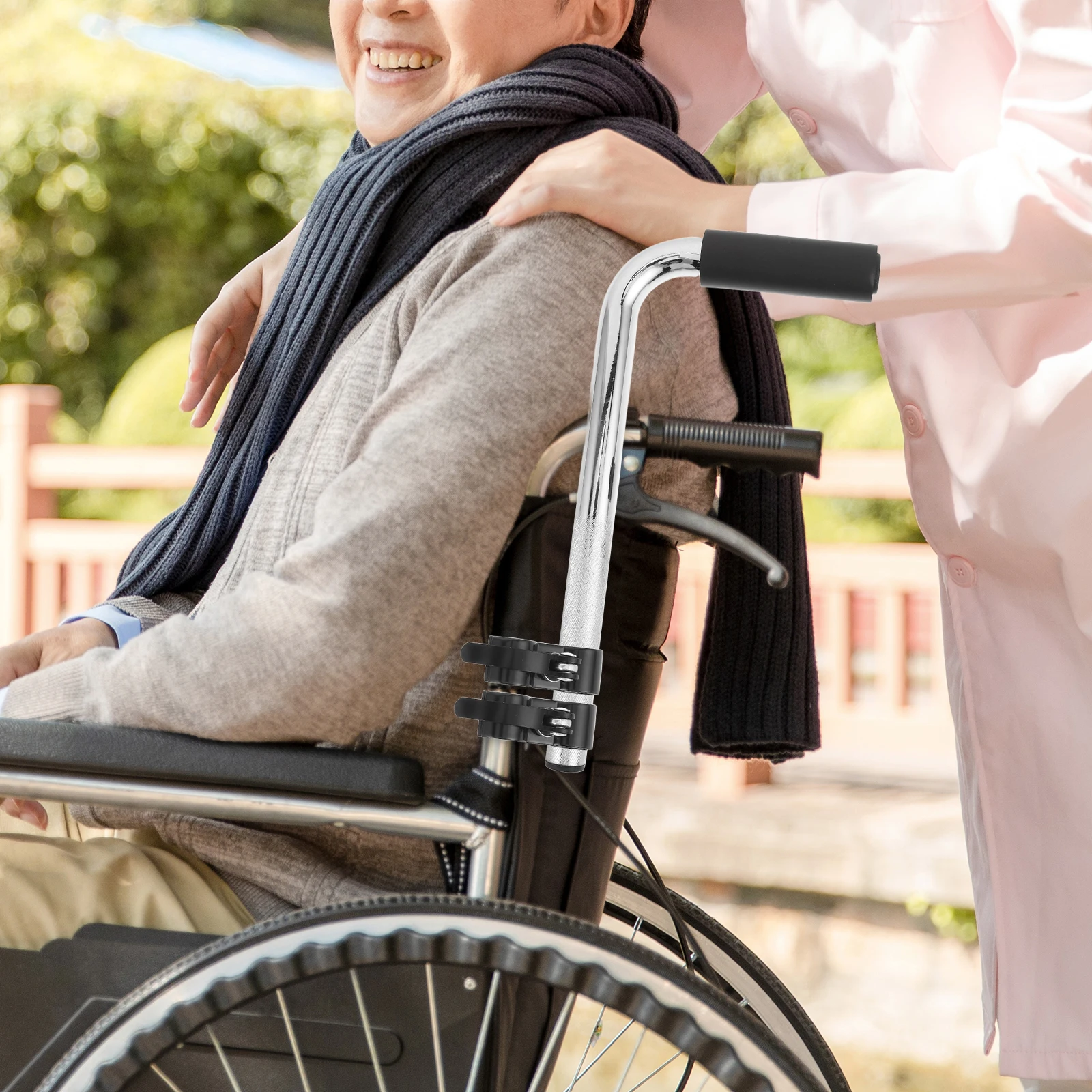 

2pcs Wheelchair Handle Extender Stainless Steel Push Handle Extension For Universal Adult Transport Chair Elderly Mobility