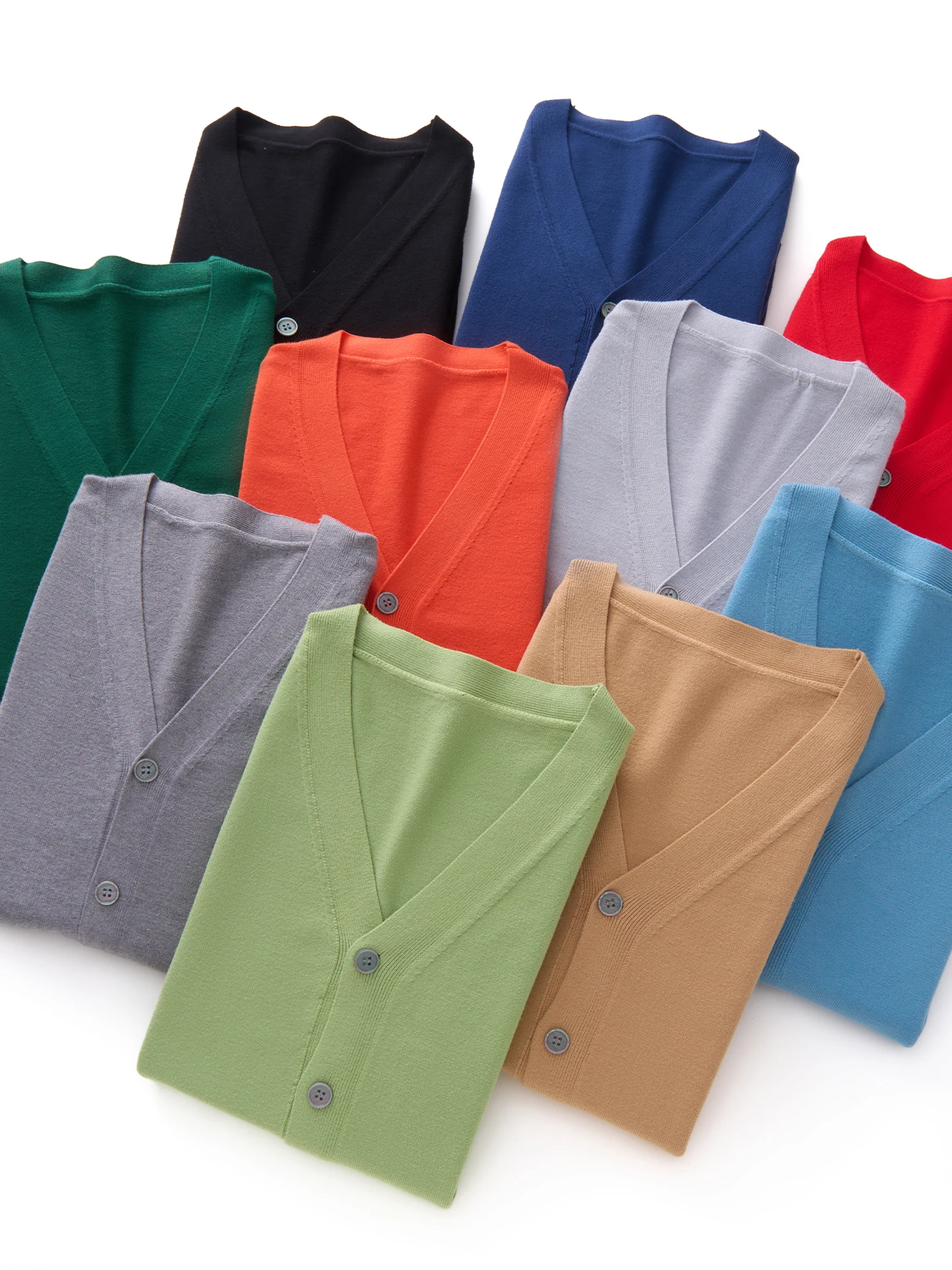 Smart Casual Autumn Winter Men Sweater Basic Merino Wool Knitwear V-Neck Cardigan Classic Long Sleeve Clothes Tops Man Outerwear