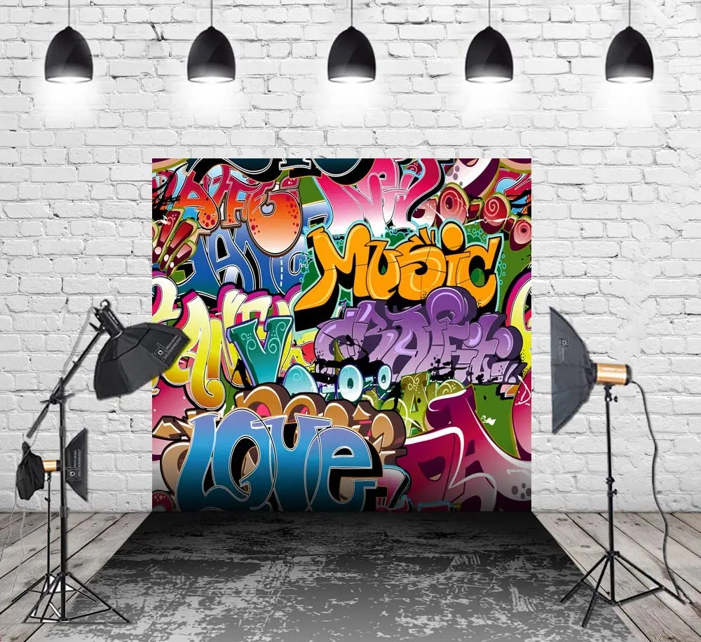 Hip Hop Photography Backdrops For Photographers Teenager Fashion Wall 80s 90s Graffiti Photo Background