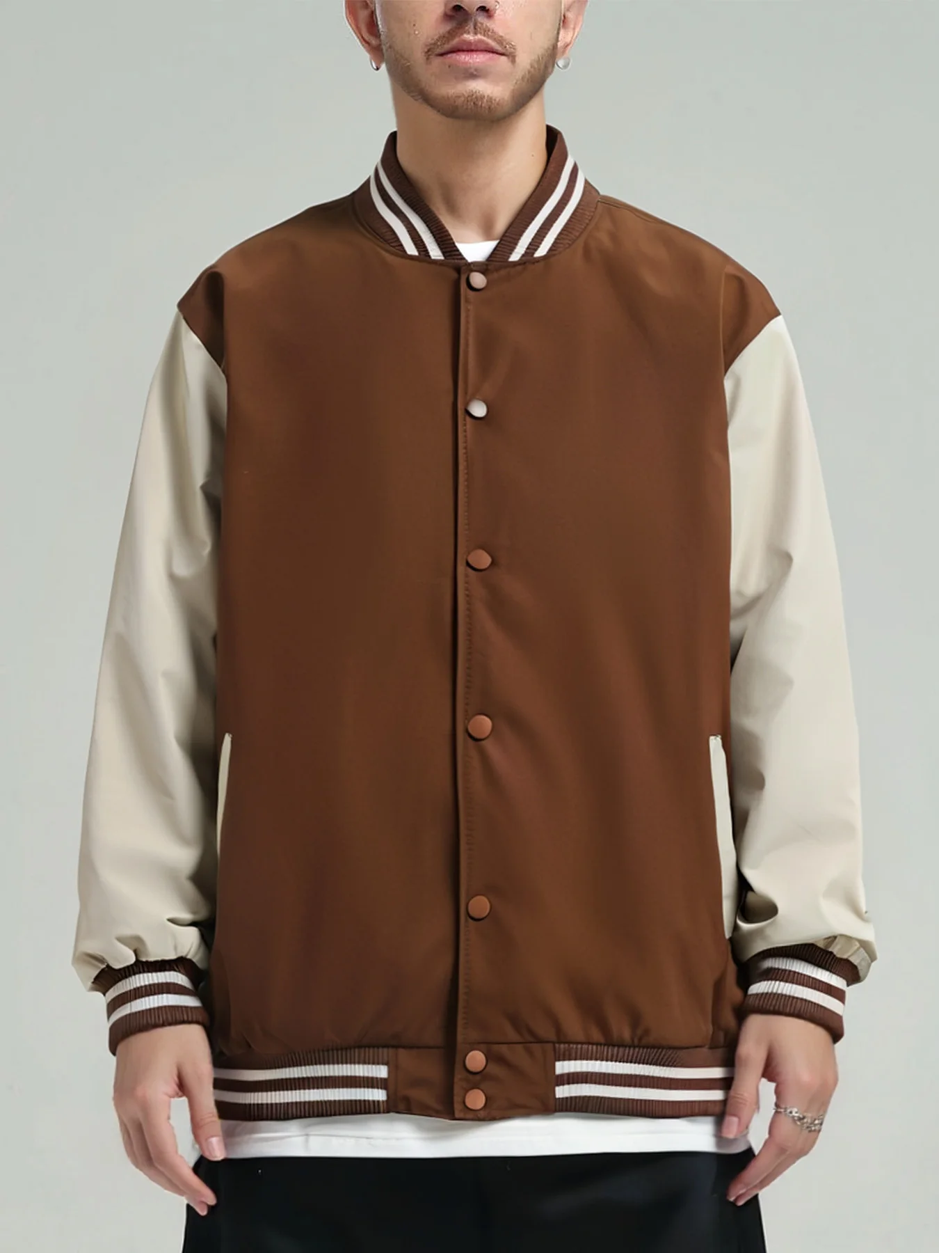 

Color matching couple baseball jersey bomber jacket high-end sense, coat spring men versatile