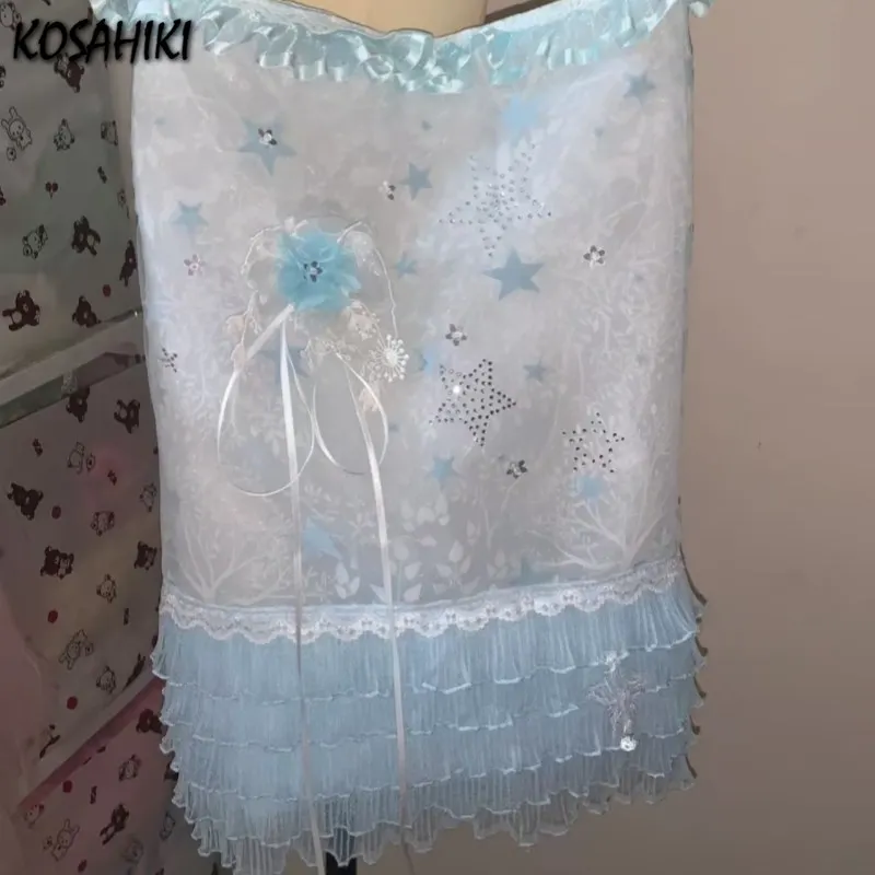 

2025 New Lace Sweet Fashion Women's Handbags Y2k Aesthetic Chic Tender Chic Star Flower Shoulder Bags Korean Fairy Underarm Bag