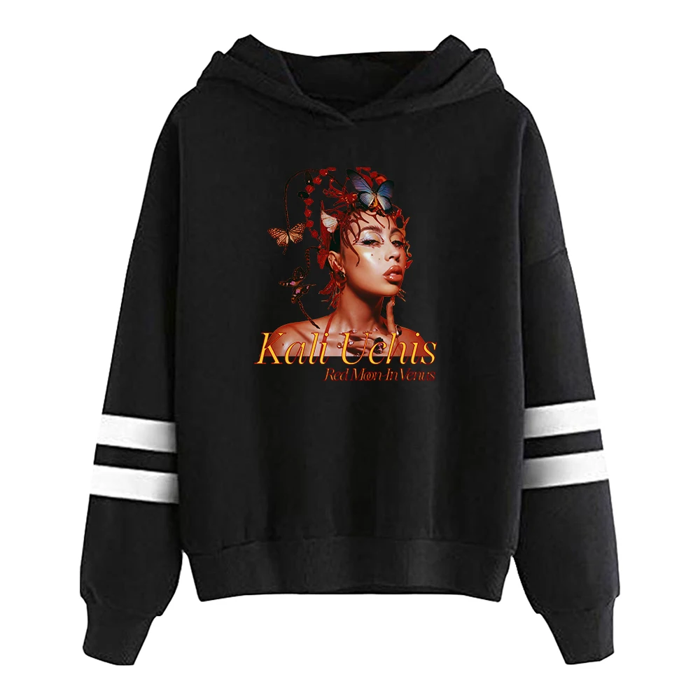 Kali Uchis-Hoodie masculino e feminino com barras paralelas sem bolso, streetwear de manga, moletom com capuz, lua vermelha em Vênus, álbum 2023, turnê mundial