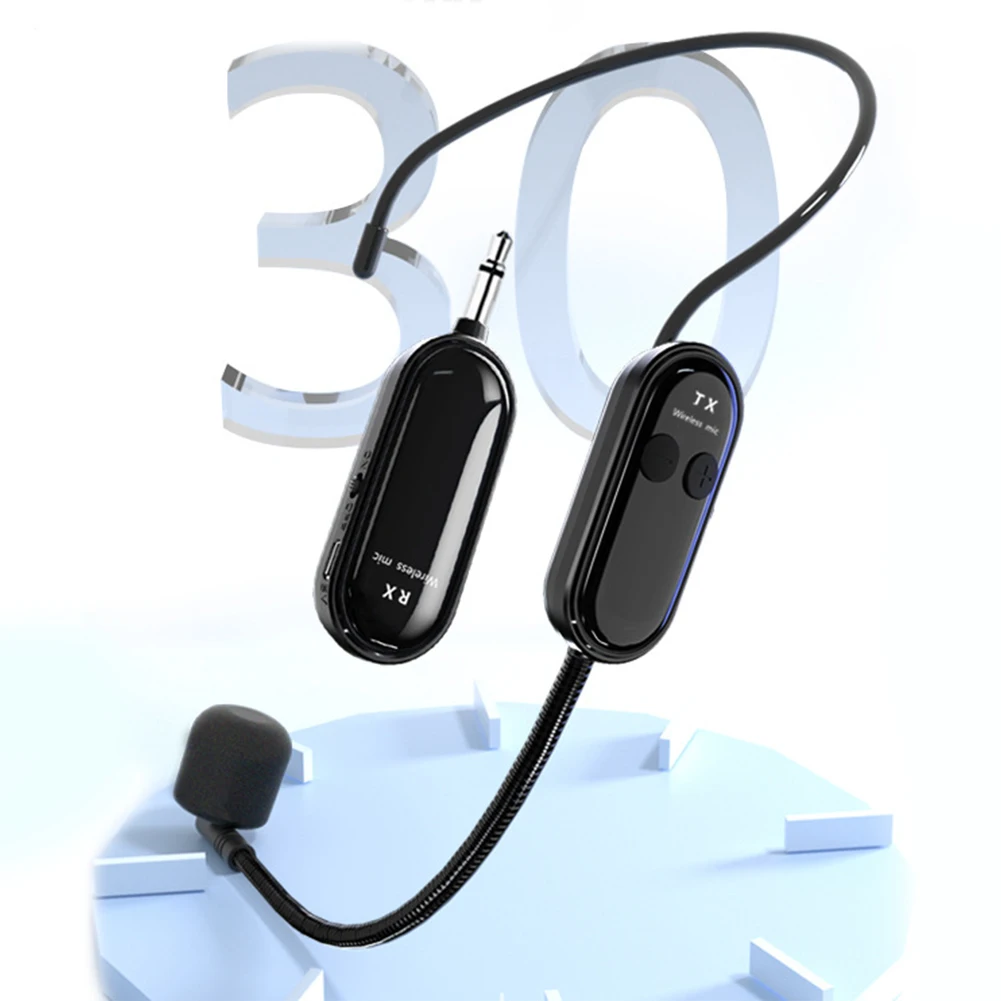 2.4G Wireless Microphone Headset Long Range Mic System Wireless Headset & Handheld 2 in 1 Mic for Teach Outdoor Speech