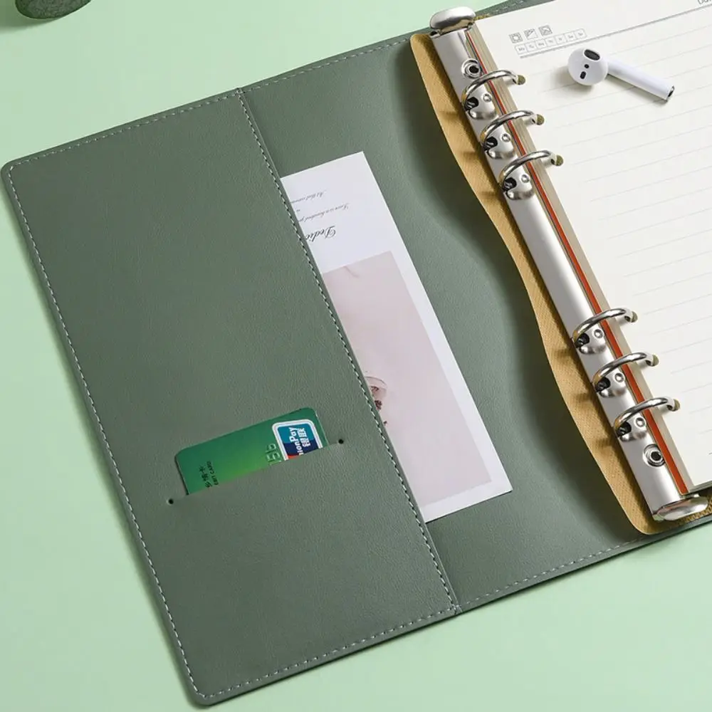 PU Leer A5/A6 Bindmiddel Notebook Cover Hervulbare Bitterkoekje Kleur Losbladige Notebook Cover met Pen Loop 6-Ringband