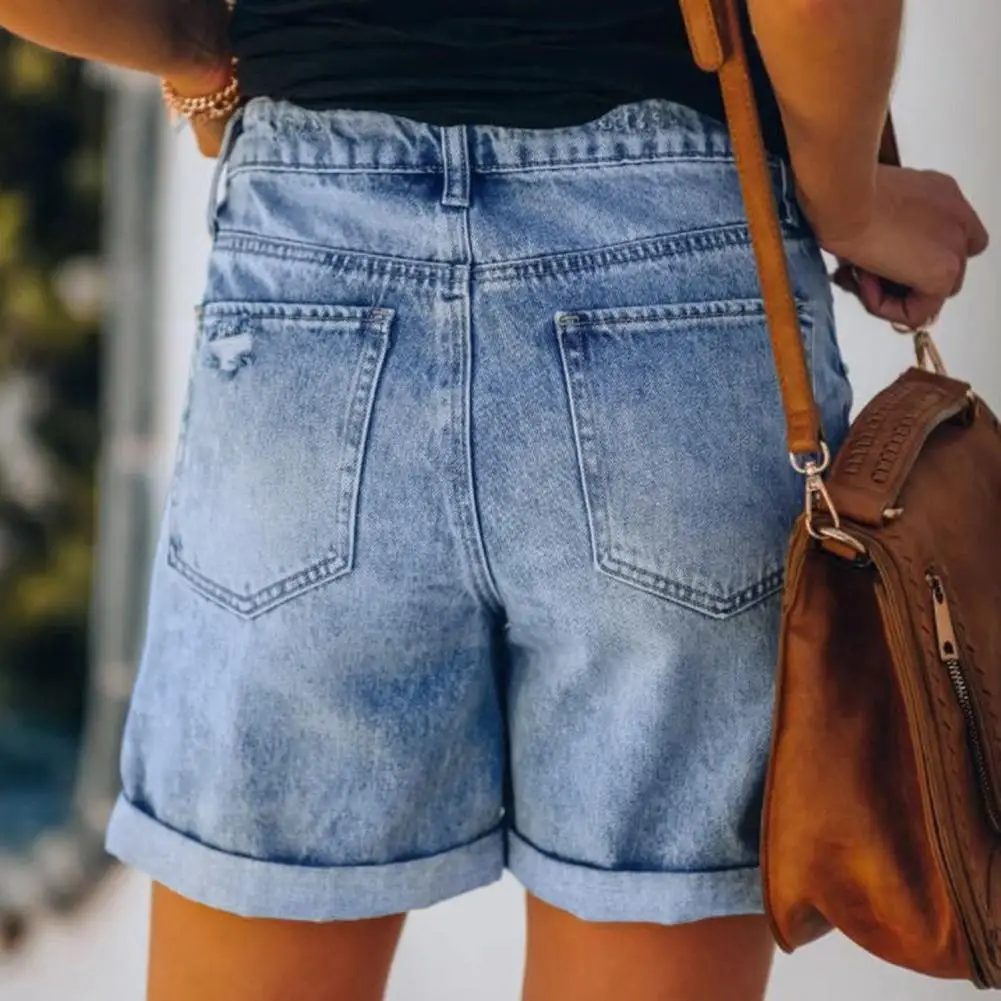 

2025 Spring New High Waist Ripped Denim Shorts For Women Fashion Stretch Slim Fit Sexy Jeans Shorts Girls Clothing