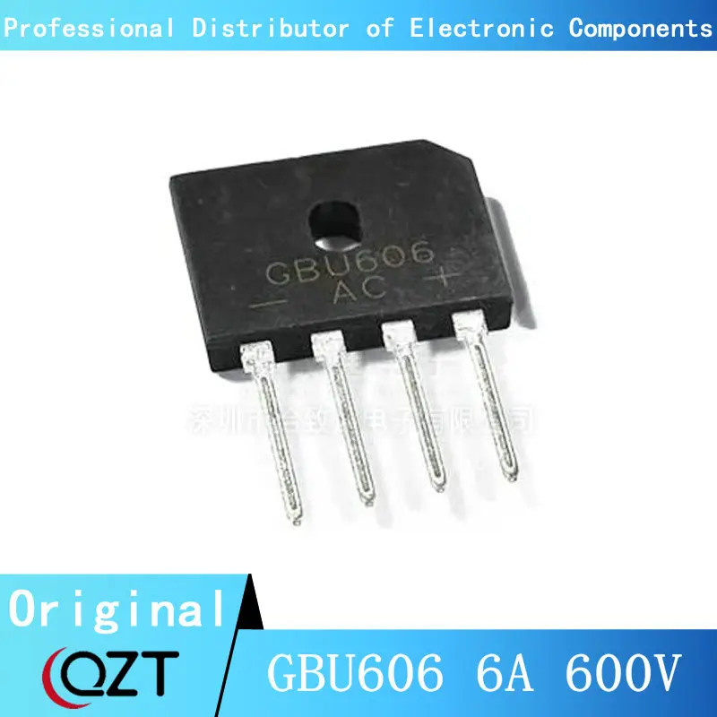 10pcs/lot GBU606 6A 600V in-line rectifier bridge stack flat bridge foot chip New spot