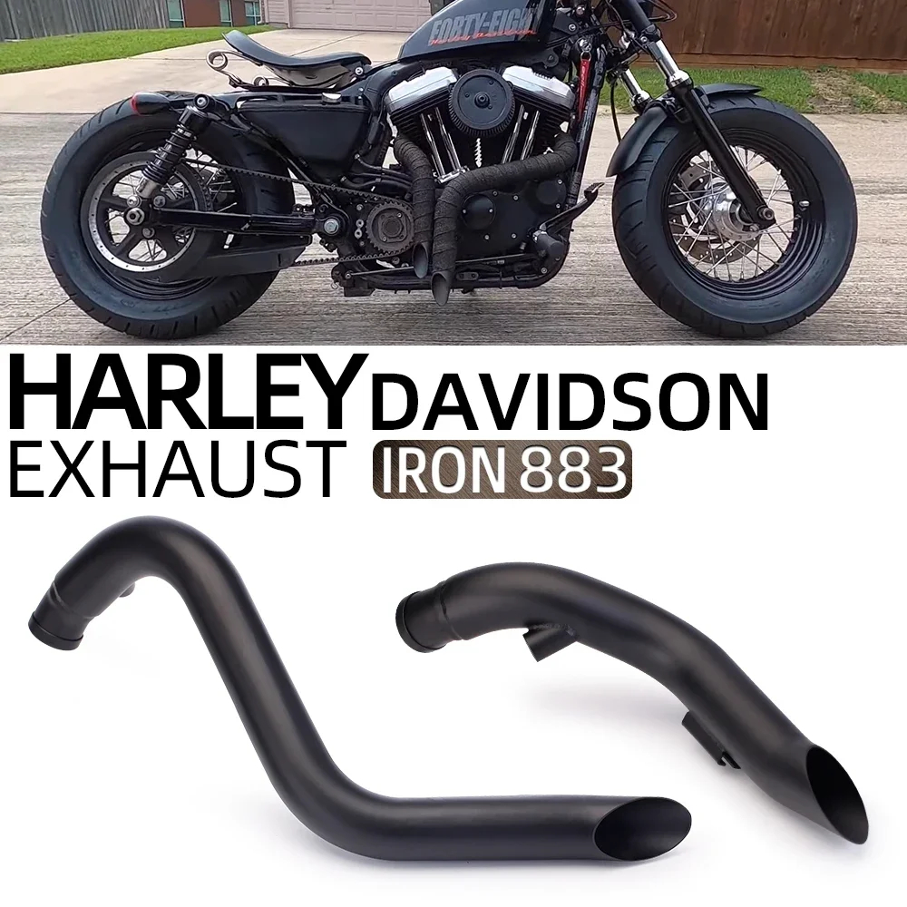 Motorcycle custom exhaust pipe modified off-road motorcycle dual front pipe suitable for Harley IRON883