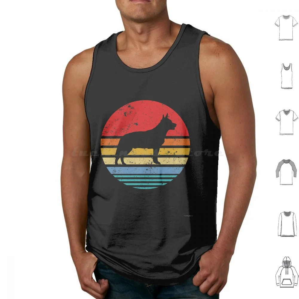 Australian Cattle Dog Retro Sunset Distressed Blue Heeler Dog Tank Tops Vest Sleeveless Vintage Cattle Dog Australian