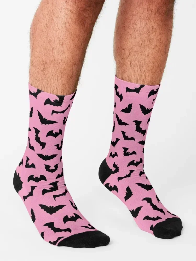 Pastel goth pink black bats Socks basketball cotton custom sports luxe Socks Female Men's