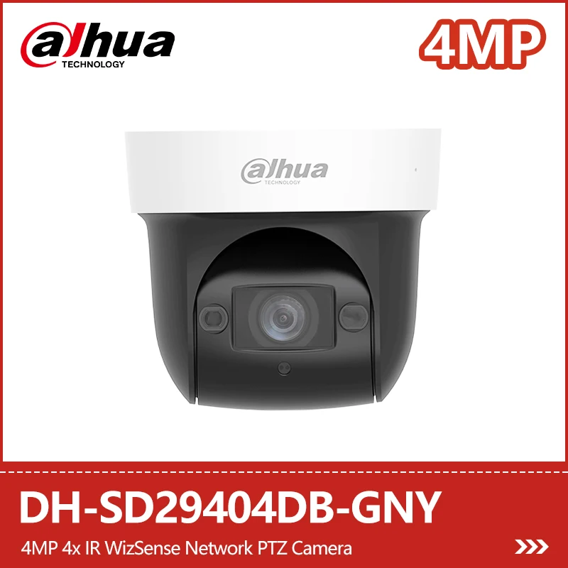 داهوا 4MP 4x IR WizSense Network كاميرا متحركة ضوء النجوم كشف الإنسان والمركبات المدمج في هيئة التصنيع العسكري كشف الوجه PoE DH-SD29404DB-GNY