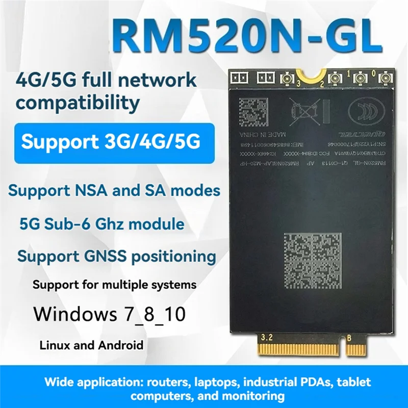 FULL-RM520N-GL 5 Ghz Nrsub6ghz Mmwave โมดูล RM520NGL 5G การ์ด WIFI โมดูลสําหรับ MIMO ระบบแล็ปท็อป