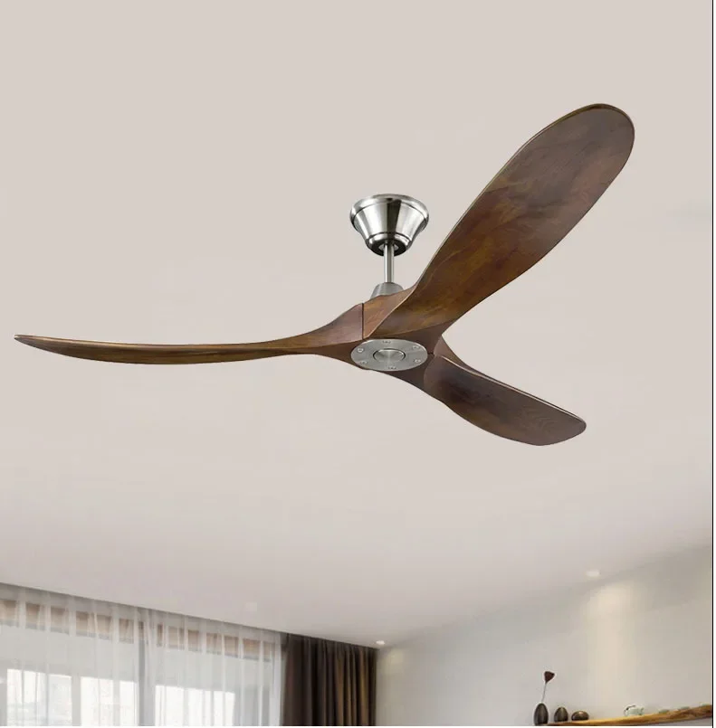 60 70 Inch Large Ceiling Fan Only Remote Control DC Motor Reverse Wood Blades Fans Lighting High Quanlity Design Wooden Fans - Image 2
