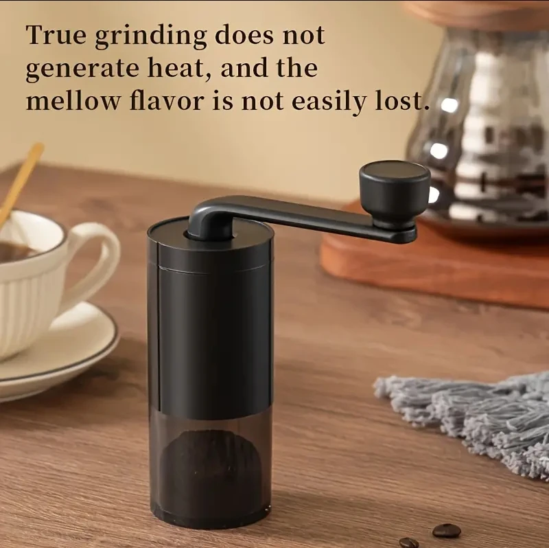 Classic Manual Coffee Grinder with Adjustable Ceramic Burrs Stainless Steel & ABS Hand Crank Mill Portable Easy-to-Clean