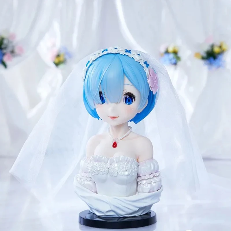 In stock Original:RE:zero Rem Bust Wedding dress VER.21cm PVC Action Figure Anime Figure Model Toys Figure Collection Doll Gift