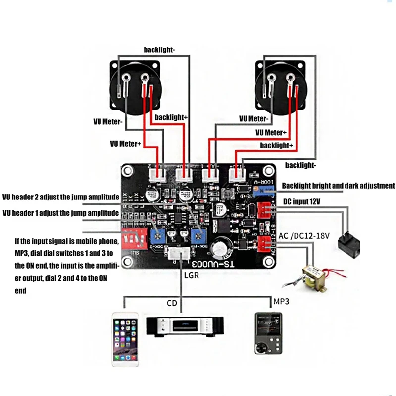 -VU003 VU Meter Driver Board Adjust VU Meter Driver Panel Backlight High-Frequency Low-Pass Panel Accessories-AD23