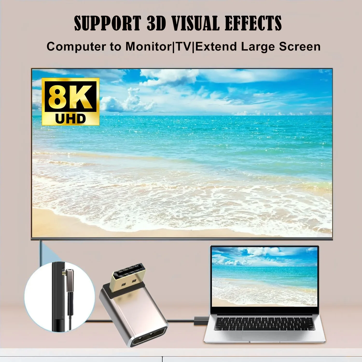 DP Male To Female 90 Degree Right Angle Elbow Computer Graphics Card Display Displayport Converter 4K 144hz HD Steering Head 8k