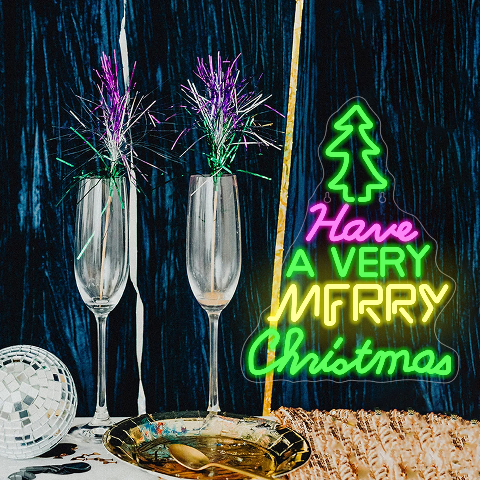 Have A Very Merry Christmas Neon Led Sign Xmas Tree Shaped Signs Acrylic Room Decoration Party Home Bars Bedroom Club Wall Lamp