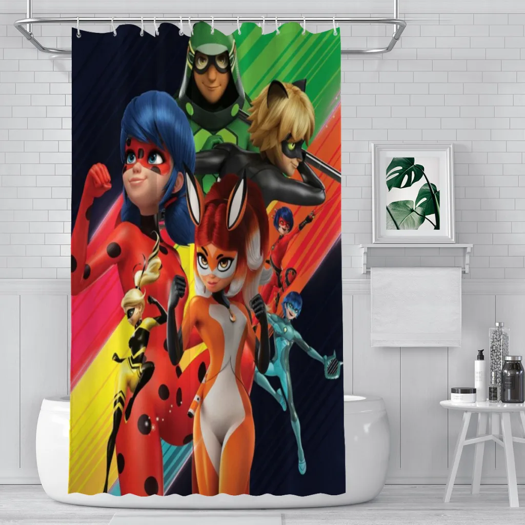 Cartoon Like-M-Miraculous-L-Lady Unique decor Modern Fabric Bathroom Shower Curtains art design Print Curtain