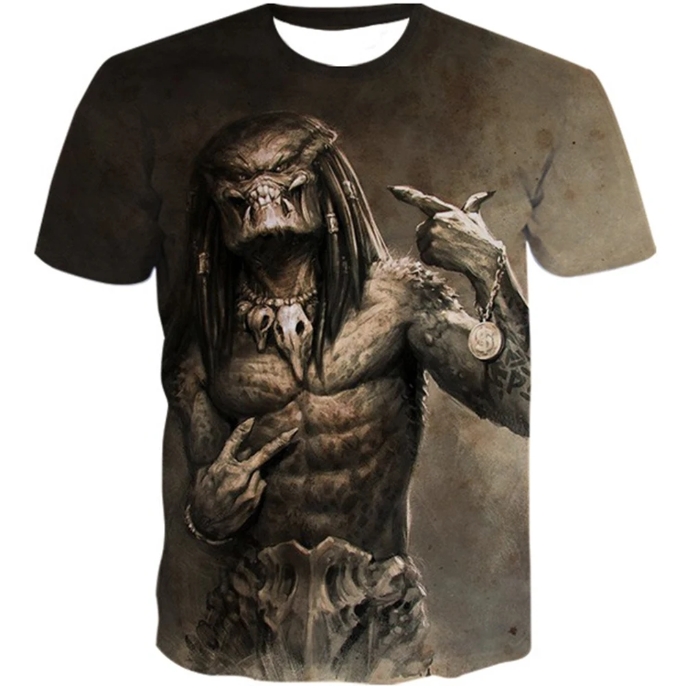 Creative Horror Design Predator 3D Printing Summer Fashion Leisure Cool Personality Street Style Short Sleeve image 5
