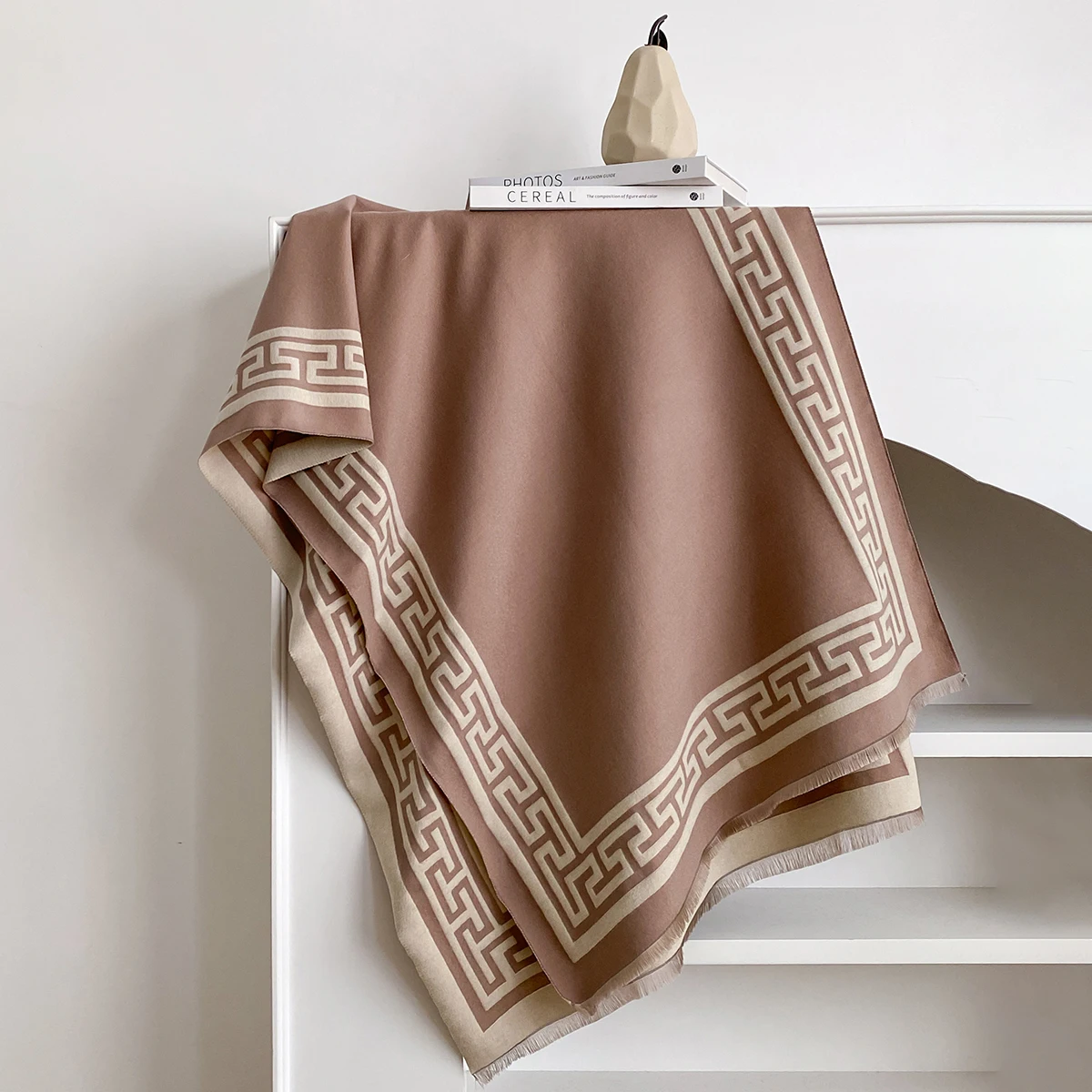 Frauen Geometrie Druck Pashmina Schal Warme Kaschmir Schals Luxus Winter Dicke Decke Bufanda Weibliche Wrap Bandana Echarpe Poncho – Detail 15