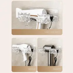 Hair Dryer Hook Wall-mounted Hair Dryer Holder Shelf for Bathroom Organizer with Strong Adhesive Multifunctional for Hair