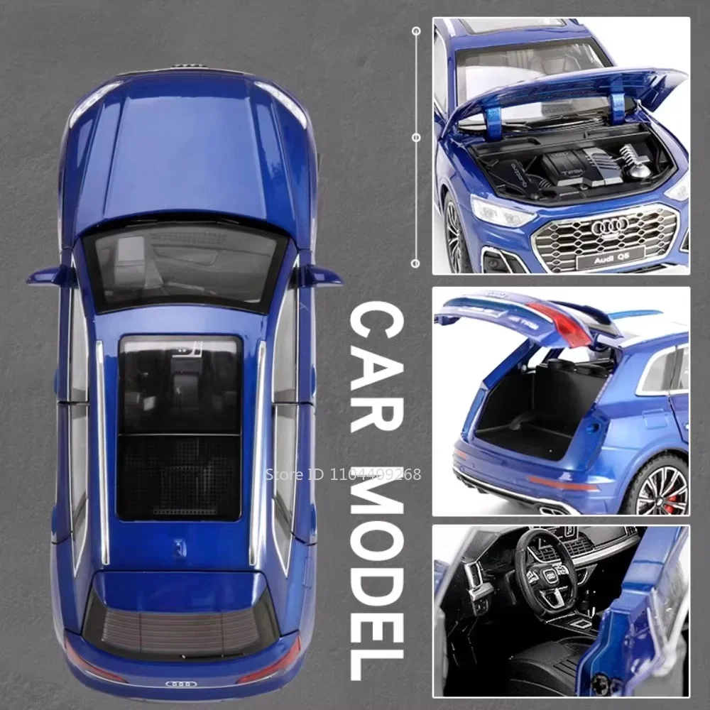 1:24スケール A6L Q5 おもちゃ スポーツカーモデル ダイキャスト合金 ドア開閉 ホイールプルバック ミニチュア車両 子供向けコレクターズアイテム