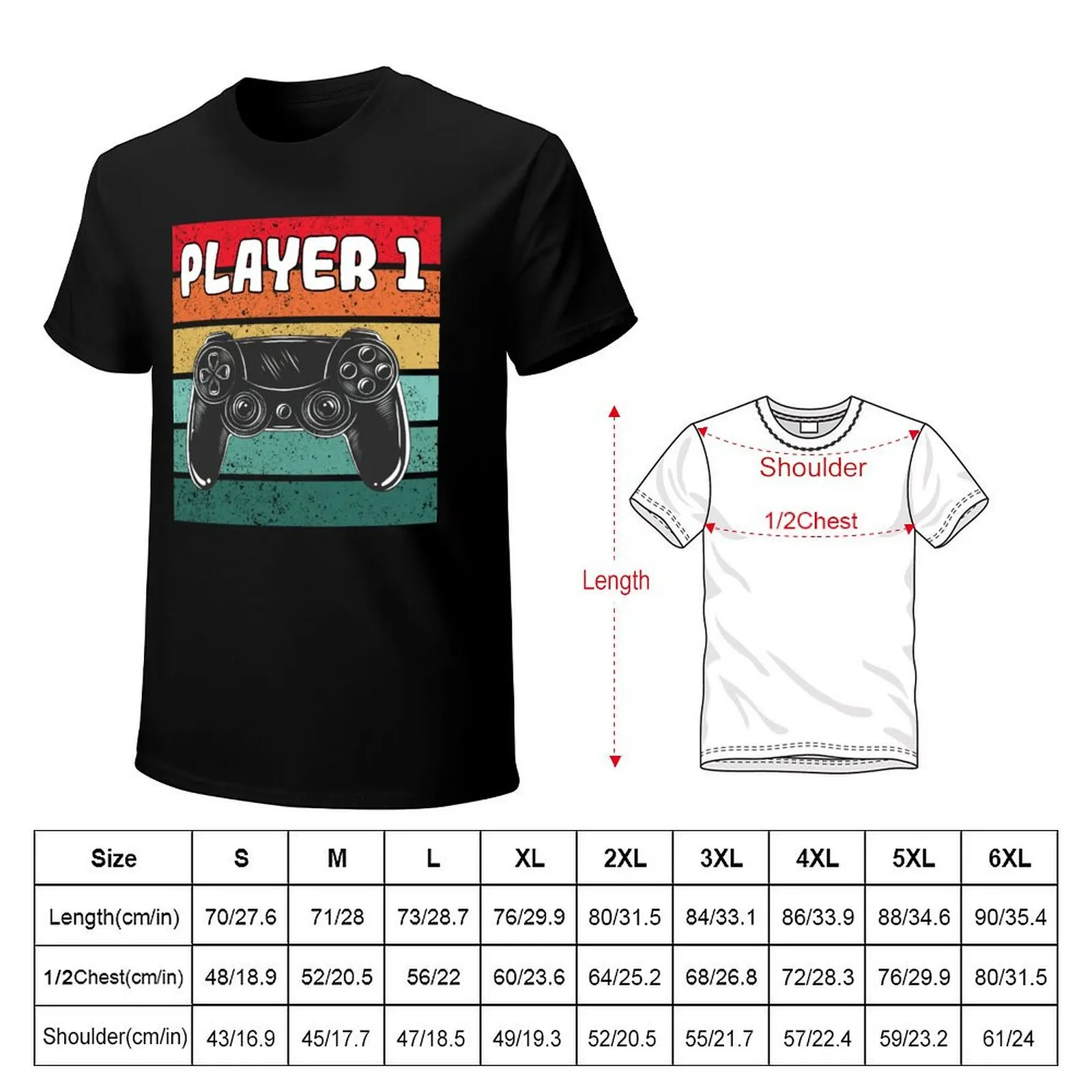 Player 1 Gaming Gamer Zocken Partner T-shirt anime for a boy men clothing