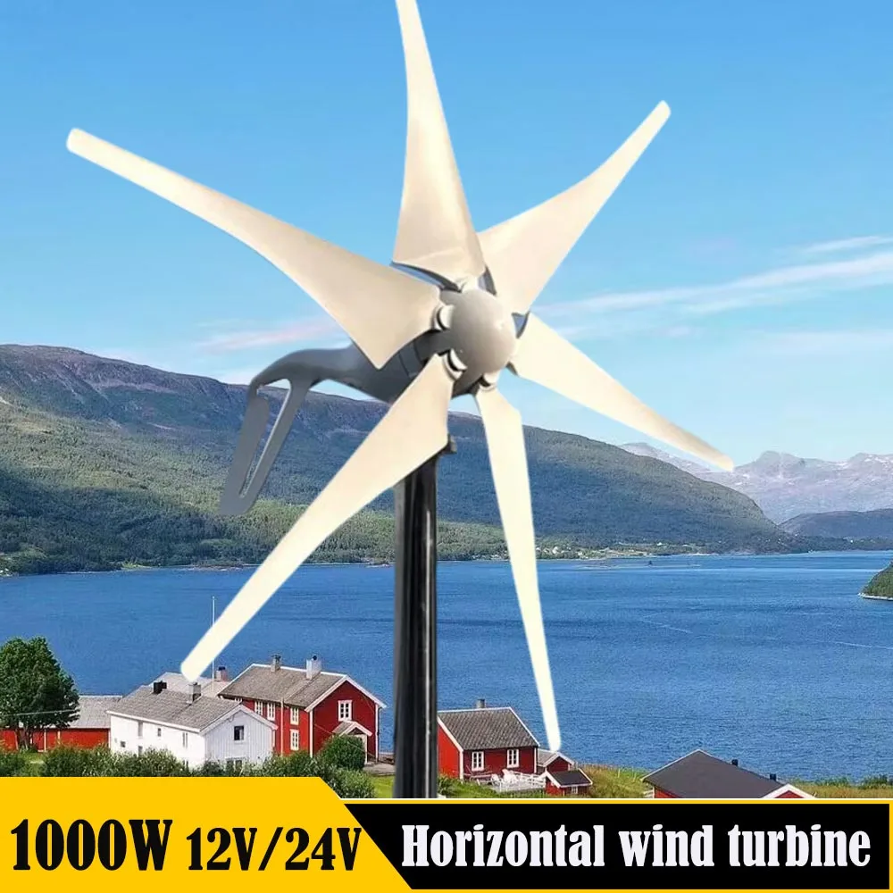 600w 800w 1000w Wind Turbine Generator Windmill 12v 24v Home Appliance Camping Free Energy Power Generator With MPPT Controller