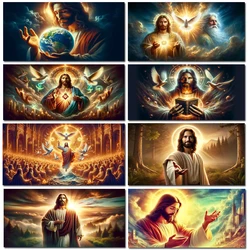 Diamond Mosaic Portrait Painting DIY Needlework Religion Diamond Embroidery Jesus Cross Stitch Kit Broidery Home Decor large