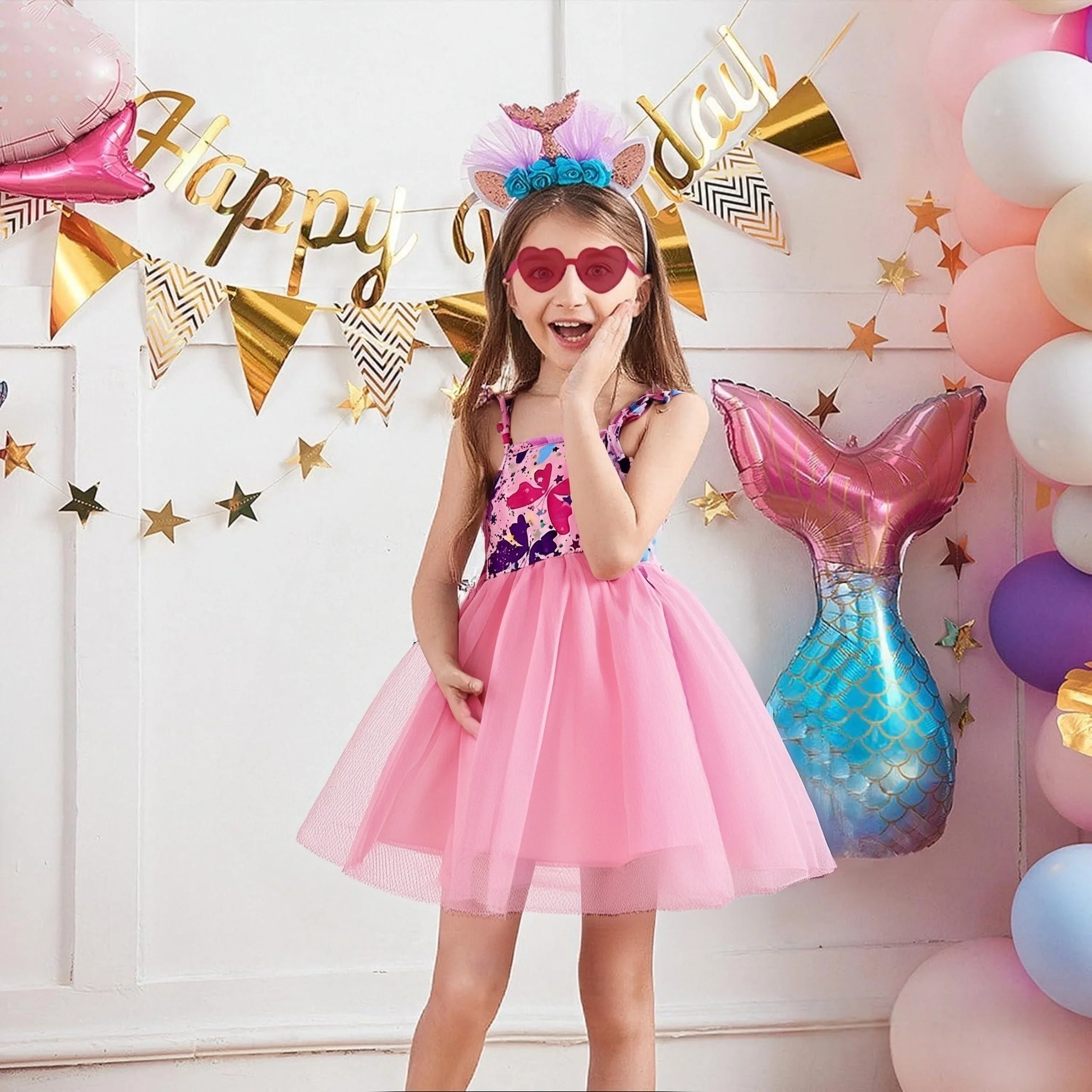 

Платье для маленьких девочек, летние сетчатые однотонные пышные детские платья с узором бабочки, милые нежные платья принцессы для маленьких девочек