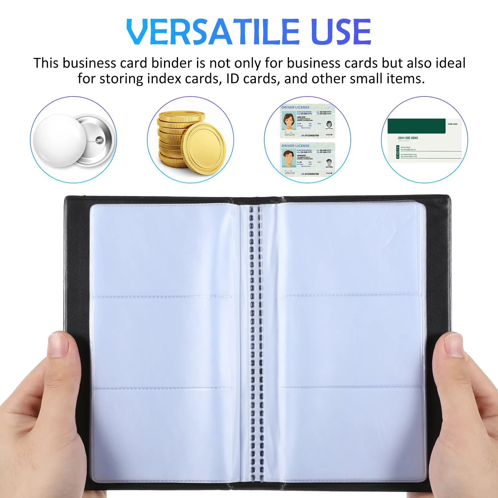 Business Card Holder Book Large Capacity PU Organizer Portable Card Storage Suitable for Business and Daily Use