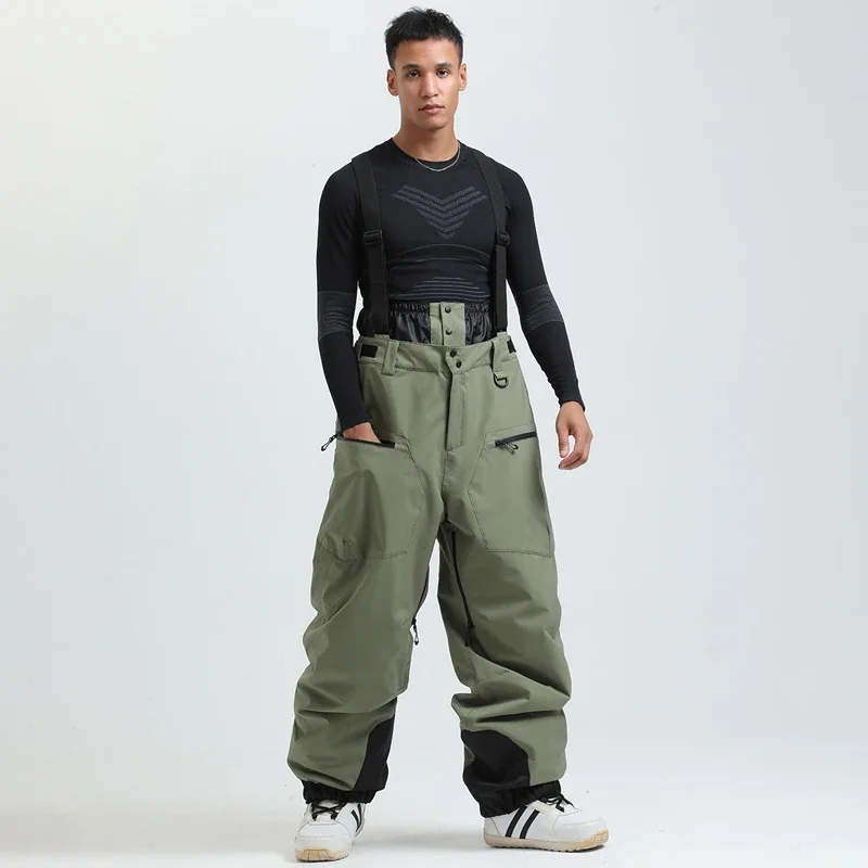 

Winter Waterproof Women Suspenders Snow Pants Outdoor Sport Man Skiing Trousers Mountain Windproof Female Snowboard Clothes