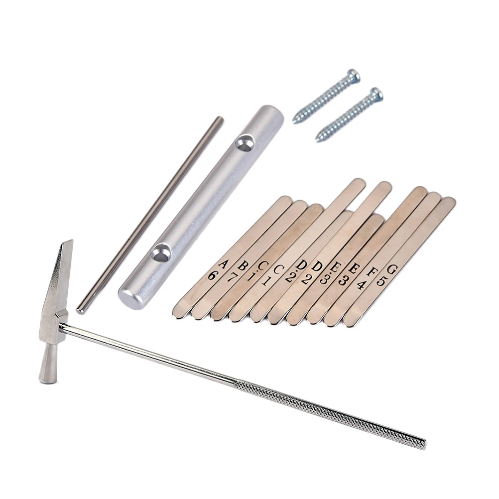 

DIY 10 Keys Kalimba Replacement Steel Keys High Quality Polished Surface Bending Design for 10 Note Thumb Piano Tuning Hammer