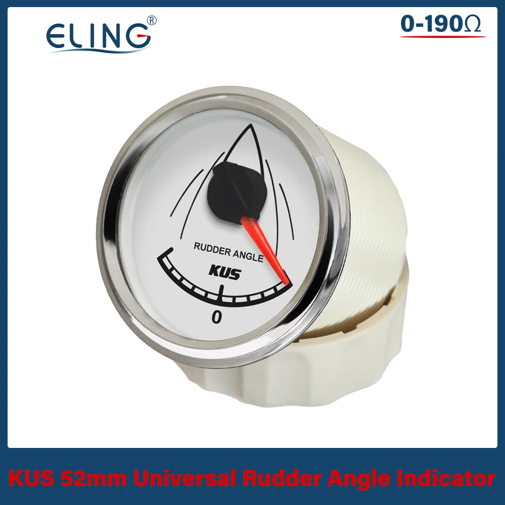 KUS 52mm Marine Rudder Angle Indicator Gauge 0-190ohm Signal 12V 24V with Red Yellow available Backlight for Yacht Vessels