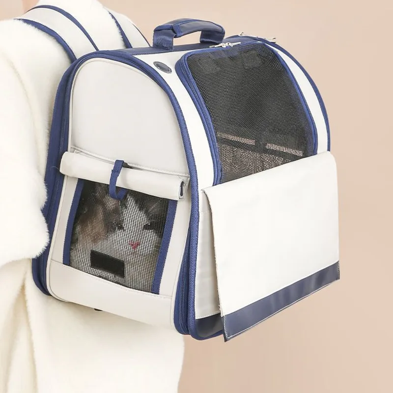 

Small Dog Carrier Bag Pet Double Shoulder Backpack Sturdy Frame Breathable Foldable Cat Outdoor Carrier Bag Fits 7.5kg Pets