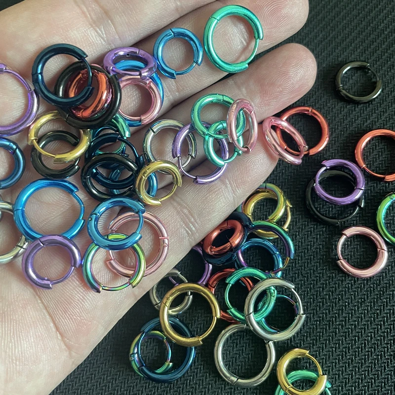 1 Pair Multi-color Stainless Steel Small Hoop Earring For Men Women's Cartilage Helix Lobes Tiny Huggie Hoop Ear Jewelry