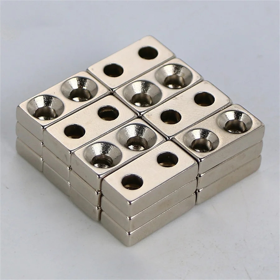 XiongChuCi 20*10*5MM Two Countersunk hole Strong Block Neodymium Magnets N35 NdFeB Powerful Permanent Magnetic Square Magnet