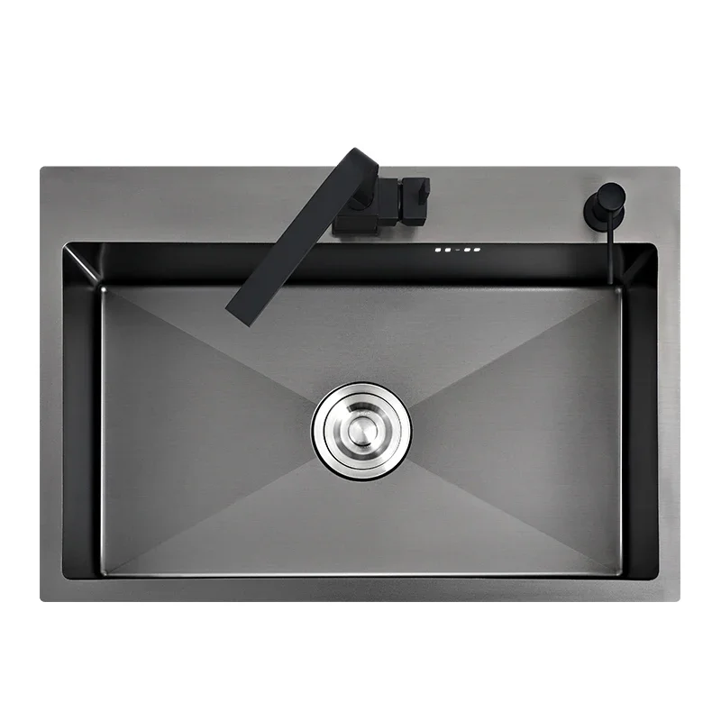 

Black kitchen sink above counter or udermount vegetable washing basin sink kitchen black stainless steel seamless welding pia