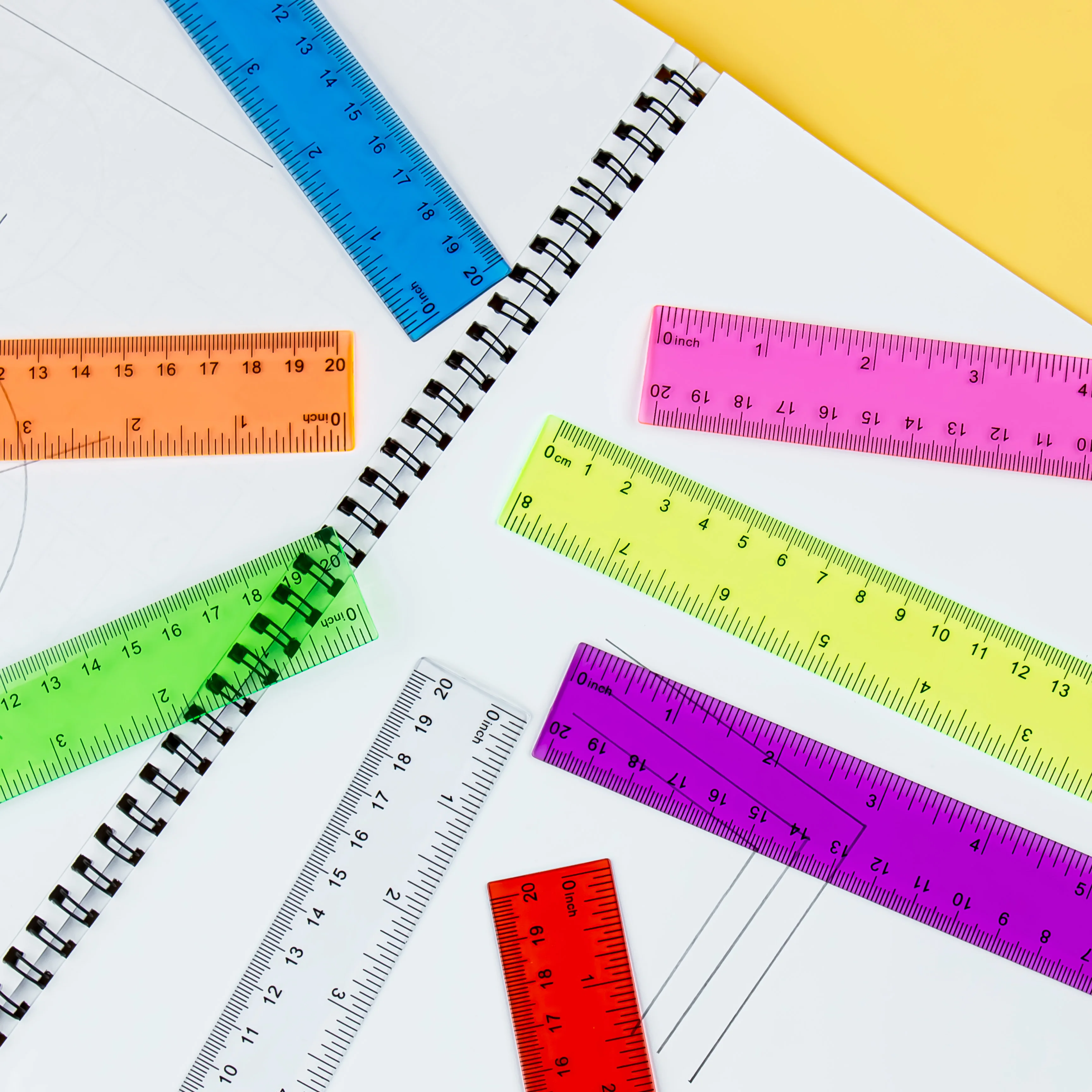 20cm Transparent Ruler - Clear Scale, 8 Color Options, Multi-Colored Straightedge for Precise Measurements