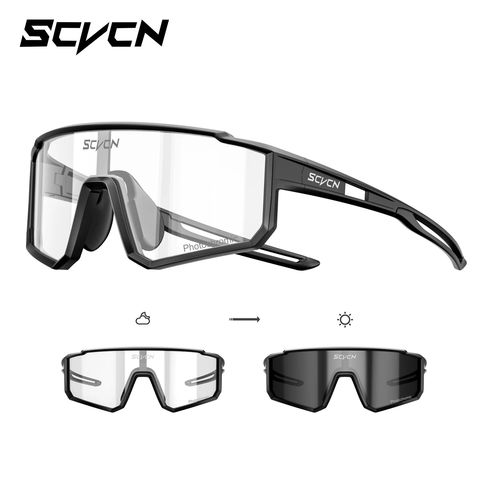SCVCN Kinder Mode-Sonnenbrille Photochrom UV400 Baseball-Brille Fahrradbrille für Jungen Mädchen Camping Wandern Eyewear 2026