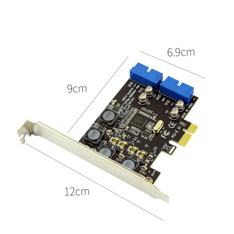 Dual 19Pin USB3.0 PCI-E PCI Express X1 Expansion Card Front 5Gb/s USB3.0 20PIN Interface Controller