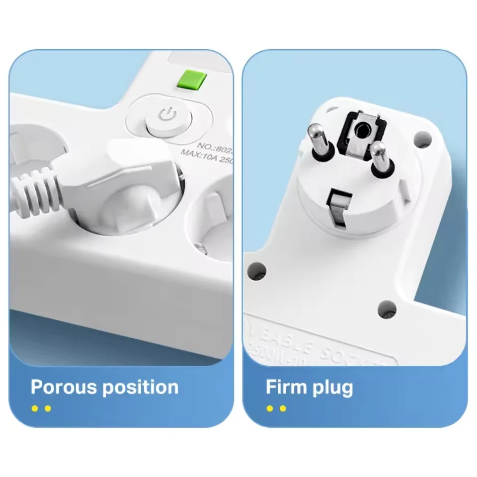 EU Plug Socket 4/3 Sockets Power Strip With 2 USB 2 Type-C Port with Night Light Wall Charger Adapter For Home Offices view 4