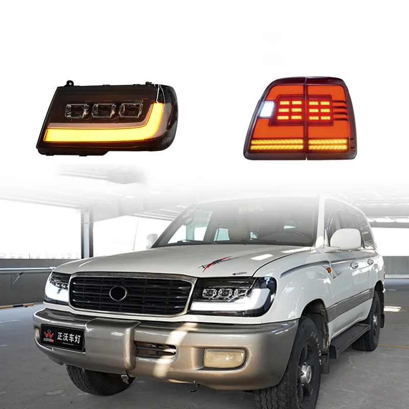 

Высококачественные светодиодные фары для Land Cruiser LC100 1998-2007, прочные передние фары с плавными указателями поворота, прожекторы