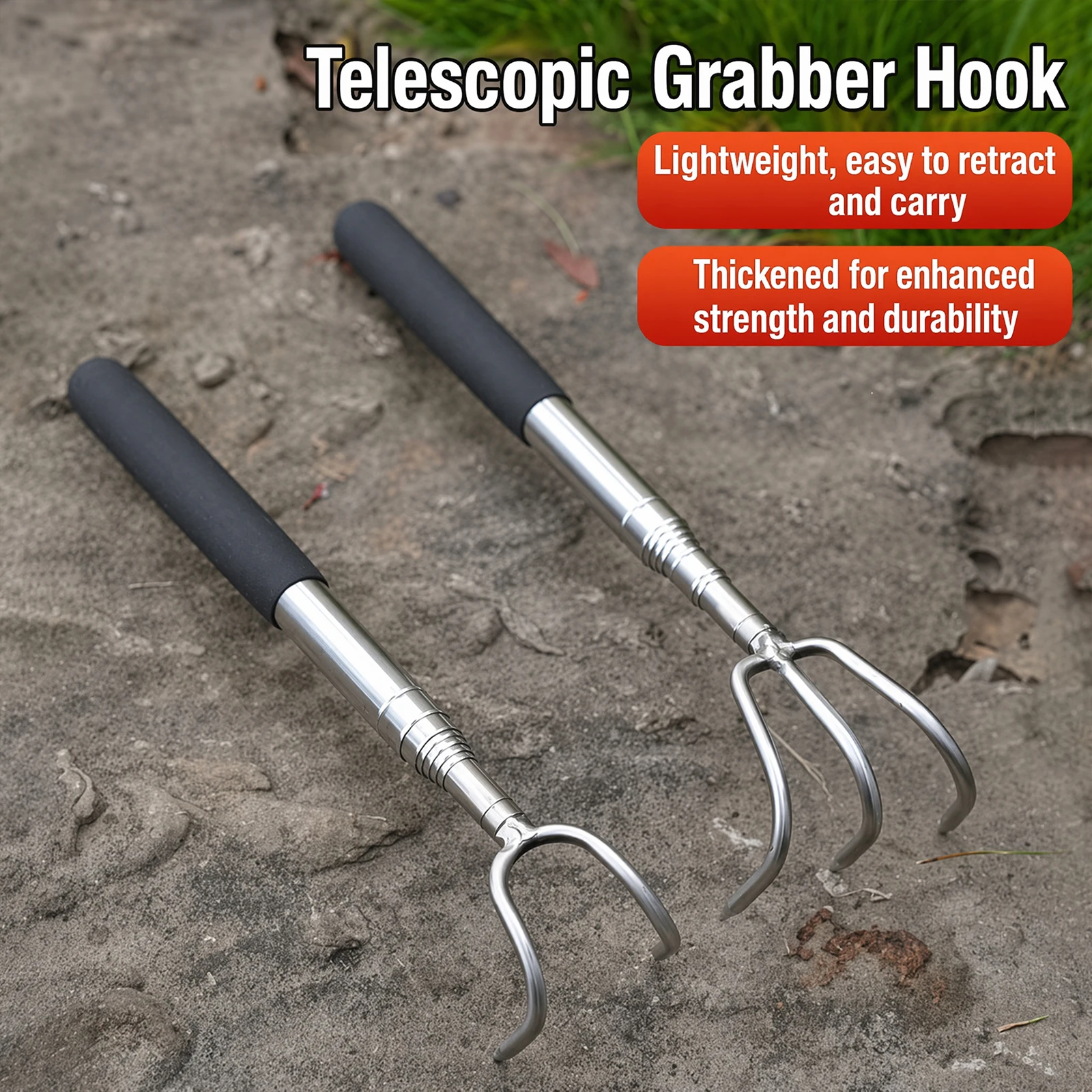 Stainless Steel Retractable Mushroom Picking Tool with Adjustable Handle Compact Mushroom Foraging Picker for Outdoors Gathering