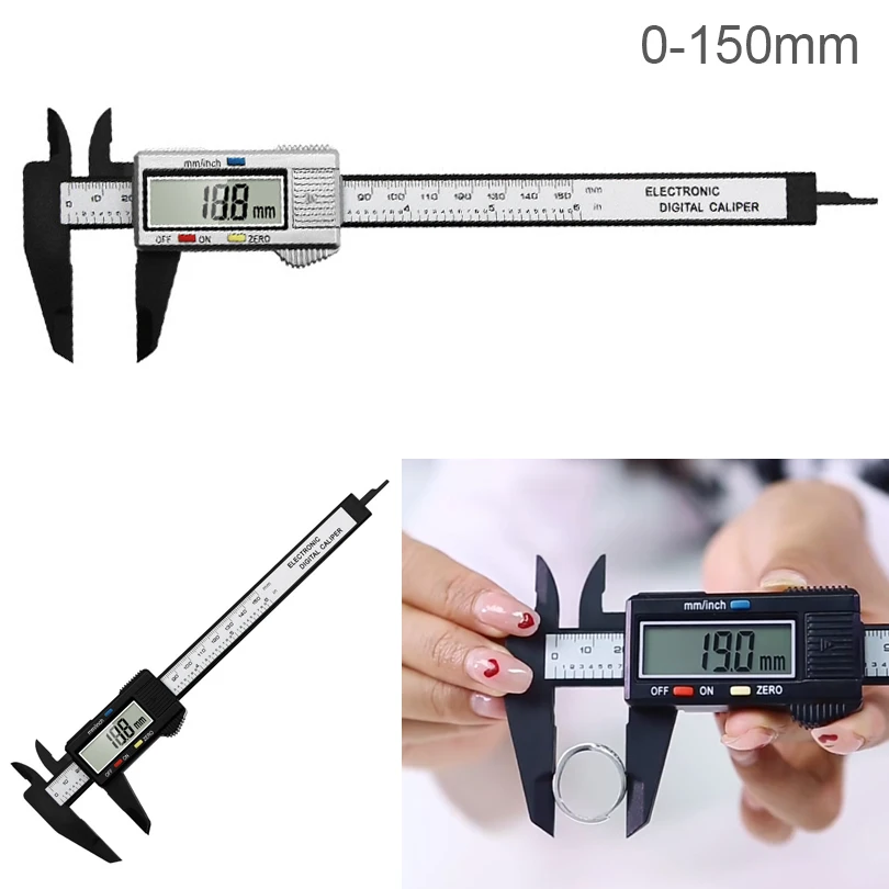 Accurately Digital Vernier Caliper 0-150mm LCD Electronic Carbon Fiber Altimeter Micrometer Measuring Tool