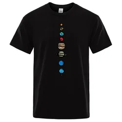 Nine Planets Mens T-Shirt Universe Solar System Men Short Sleeves Loose Oversized T-Shirts O-Neck Cotton Tshirt Street 80392