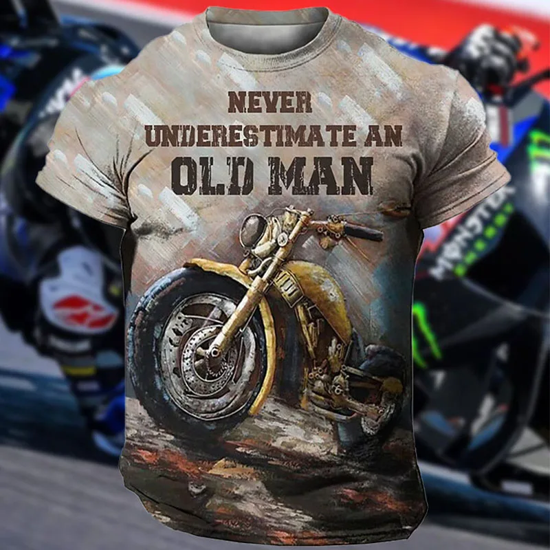 

Men's Summer Retro Mechanical 3D Stereoscopic Biker Print Short Sleeve T-Shirt, 100% Polyester, Slim Fit, Lightweight, Cycling T