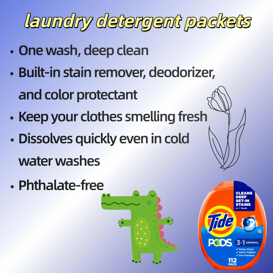 

HE Стручки для стирки 112ct | Пакеты 3-в-1, пятна и запах, цветной сейф, оригинальный аромат для семьи