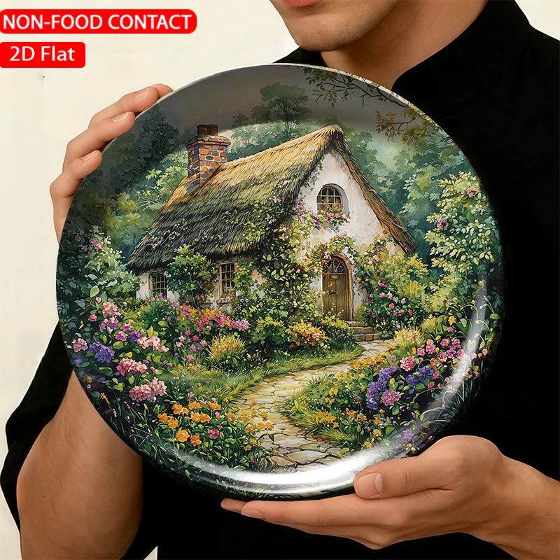 1 unidade de Prato Decorativo de Cerâmica, Decorações de Arte para Jardim Estilo Casa de Campo, Decoração de Parede para Casa - Exclusivamente para Fins Decorativos