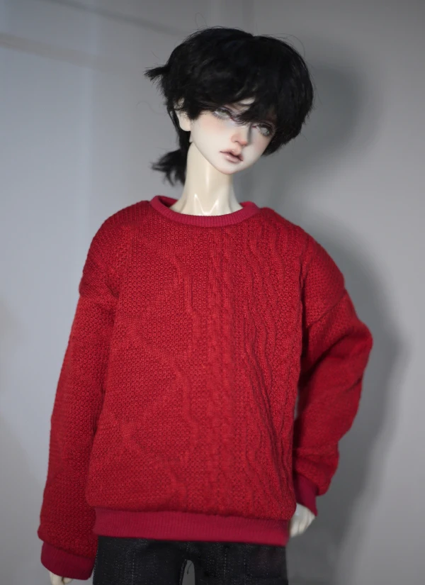 D04-B044 children handmade toy 1/3 1/4 SD10 Uncle68 73 Doll BJD/SD  doll Accessories Red grain knit pullover sweater 1pcs